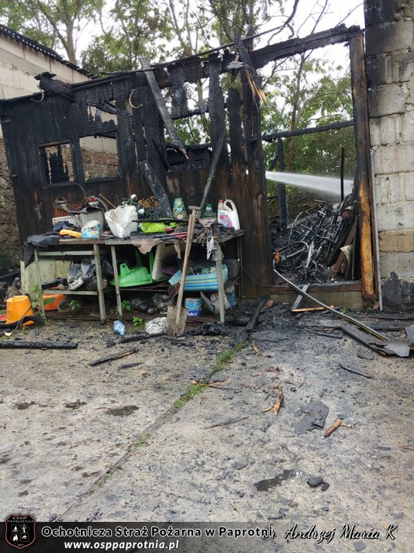 Pożar pomieszczenia gospodarczego