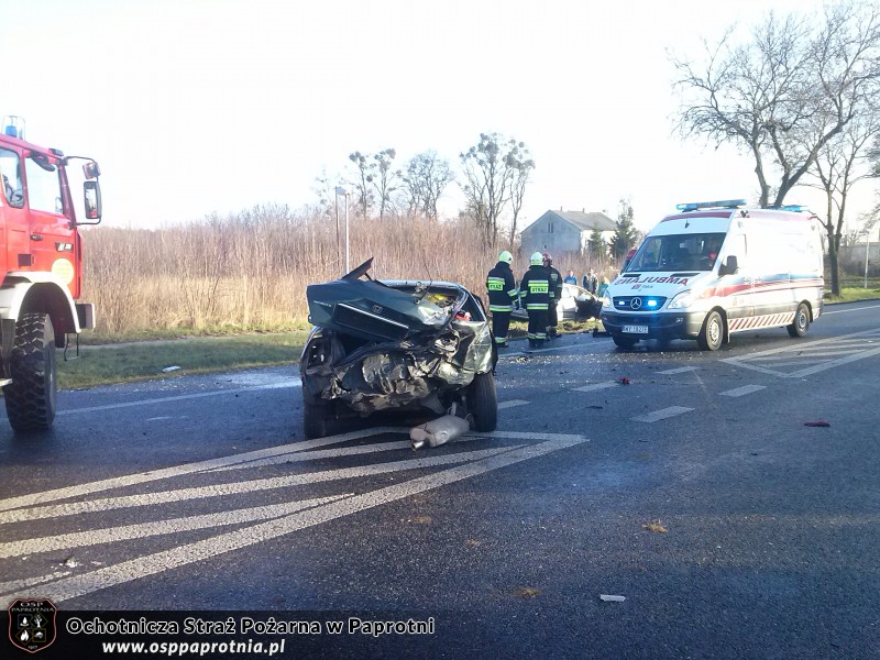 Wypadek na trasie krajowej 92 w miejscowości  Kozuszki Parcel