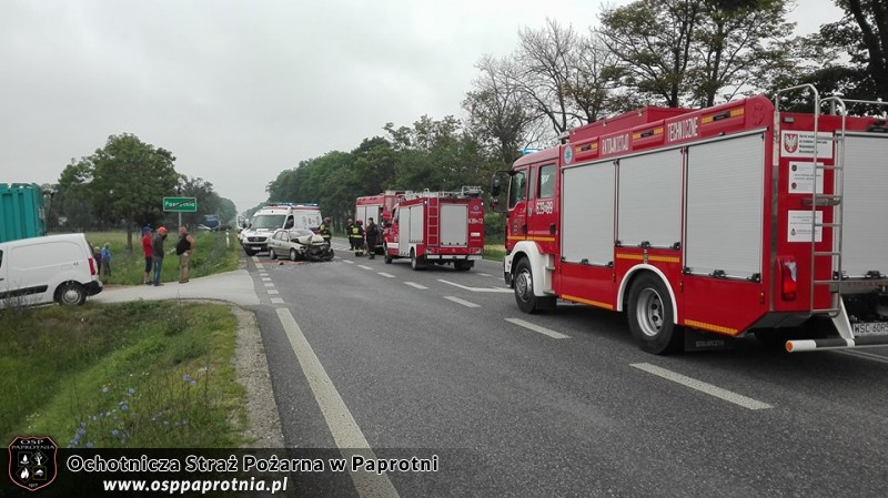 Wypadek na E92 w Paprotni